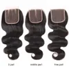 5PCS Lot Indian Virgin Hair Body Wave Vågig med stängning 8a Obehandlat Human Hair Weave 4Bunderna Lägg till 1piece spetsar Naturlig färgväft