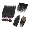 10A kwaliteit menselijk haar steil lichaam diepe watergolf kinky krullende bundels met vetersluiting frontale braziliaanse virgin Weave Weft Extensions Nat en golvend