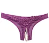 6 färger sexiga underkläder med pärla öppning trosor blomma bikini thong g-sträng t-back trosor bries damer kvinnor underkläder