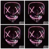 10 färger El Wire Ghost Party Masks Slit Mouth Led Mask Halloween Cosplay Festivt Tillbehör CCA10290 60PCS