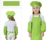 3pcs/set Child Apron Kids Sleeve Hat Pocket Kindergarten Kitchen Baking Painting Cooking Drink food 12 colors