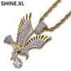 Men Necklace Gold Color Plated Flying Eagle Pendant Necklace Micro Pave Zircon Fashion Animal Jewelry Wholesale