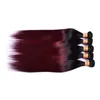 Ombre capelli vergini bordeaux brasiliani 4 pacchi economici lisci 1b / bordeaux 99j tessuto capelli umani estensioni di trame di capelli rossi colorati a due toni