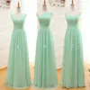 Mint Green Long Chiffon Bridesmaids Dress 2020 A Line Pleate Beach Bridesmaid Dresses Maid of Honor Wedding Guys287G