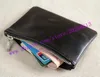 Top Quality Black Plaid Checker Canvas Coated Real Leather KEY POUCH Key Wallet Ring Holder270Z