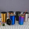 500 ml de Aço Inoxidável Caneca de Café Palha De Metal Reutilizável Tumbler Pint Caneca de Viagem Beber Suco De Chá Xícaras de Cerveja QW8936