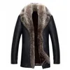 Fur Coat Men Black Leather Jacket For Men Winter Coat Leather Jacket Real Raccoon Fur Collar Warm Thickening Tops Plus Size 4xl 5xl 2023