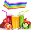 100pcs colorful silicone straws for cups food grade 25cm silicone bent straws for bar home drinking straws