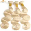 613 Straight Body Wave Menselijk Haar Weeft Onverwerkte Braziliaanse Menselijk Haar 613 Blonde 3 Bundels met Frontale Sluiting Dhgate Best Selling Item