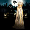 Niños Adultos Halloween Brillante Con capucha Cabo Vestido de lujo Unisex Capa larga Parca Negro Capa de Halloween dorada