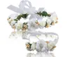 Flores de cabelo branco de noiva artificial e pulso para festa de casamento na praia bandana de dama de honra chique para noivas vestido de casamento estúdio