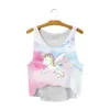 2016 nuevas mujeres camiseta blanca de dibujos animados unicornio 3D impreso Camis crop Tops mujer Casual Tee Tops para mujeres Blusas camisolas casuales