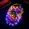 LED Headband Light up Garland Flowers Crown Multifunctional Floral Headpiece Hair Wreath for Women Girls Birthday Wedding Party Night Market Toys Head Ornaments