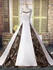 Kamuflaj Gelinlik Nakış Saten Criss Çapraz Uzun Sweep Tren Örgün Gelin Modelleri Dantel Yukarı Plus Size Düğün Party Dress yazdır