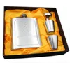 7oz Hip Flask Set Portable Flagon Wine Pot Stainless Steel Metal Hip Flask with Two Cup and One Funnel