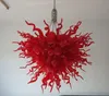 Modern röd färgglas ljuskrona stor murano glas kristall ljuskrona lampa stil hängande hängande ljus med LED-lampor