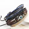 Punk Design Türkische Auge Armbänder Für Männer Frau Neue Mode Armband Weiblichen Blatt Leder Armband Stein Vintage-Schmuck7133180