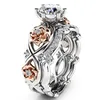 Ihålig blommor ring kubik zironia diamant ring förlovning bröllop kvinnor ringar mode smycken vilja och sandig