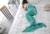 140cm for kids Mermaid Tail Blanket Yarn Knitted Crochet Mermaid Blankets Throw Bed Sofa Soft Sleeping Sack Quilt Rug Xmas birthday gifts