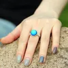 Anello da donna in vero argento antico placcato colori che cambiano l'umore con pietra, anelli regalo semplici con sensazioni emotive per le donne