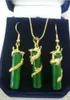 Costume Jewelry Green jade dragon necklace pendant earring setsltltlt3992247