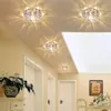 Modern Sunflower Crystal 3W Corridor Downlights Living Room lobby Ceiling Lights Glass Lotus Flower Hallway Cabinet Ceiling Lamp