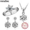 Vecalon 2017 Ny lyx 925 Sterling Silver Smycken Sets 5a CZ Diamant Bröllop Engagement Bridal Sets för Kvinnor Present