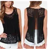 Hot Summer Women Chiffon Blouse Shirts Crochet Lace Vest Sexig Open Back Ärmlös Skjorta Tank Toppar Blusas Femininas