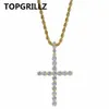 Topgrillz Ankh Nail Iced Out Cubic Zircon NecklacePendant Koppar Guld Silver Färg Hip Hop Kvinnor Män Smycken Halsband Presenter