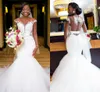 African Nigerain New Lace Mermaid Wedding Dresses Sheer Neck Backless Court Train Wedding Dress Bridal Gowns Robe de mariée en dentell