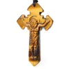 Natural Tiger Eye Stone Jesus Cross Pendant Necklace Jewelry Pendant God loves the world, both men and women can wear