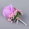 2019 Accessoires de marié 6 couleurs meilleur homme Fleur de soie Demoiselle d'honneur Rose Soie Corsage Gentleman Rose Boutonnière Bouquets de mariage pas cher