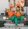 Halloween Costumes Family Matching Pajamas Outfits Autumn Family Clothes Set Halloween Pumpkin Stripe Outfits Family LooK Kids Baby Clothes