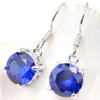 LUCKYSHINE 10 STKS PLOT ROND Gevormde Zwitsers Blauw Topaas Gemstone 925 Silver Earring Sieraden Gift Gratis voor Dames Gift