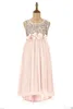 Blush Flower Girls Dresses Paillettes dorate Fascia per fiori fatta a mano TeaFlower Girl Abiti Prima Comunione Abbigliamento formale per bambini Lunghezza