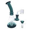 Narguilés 7.5 "Pyrex Verre Épais Bécher Bong Dab Rig Avec 3mm Flap Top Quartz Banger / Bol Pièce 14mm Femelle Recycleur Tuyau D'eau