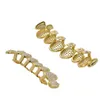 18K GOLD TEATH GRILLZ CAPS ICED OUT ZIRCON 8 TEATH TOP BOTTOM VANGS DENETAL GRILL HALLOWEEN GIFT7882667