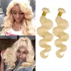 Brasiliansk peruansk indian malaysisk mongolisk människohårförlängning 10-30tum 2 buntar 613#Blonde Body Wave Virgin Hair Wefts 613# Färg