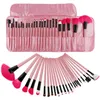 Make-up-Pinsel-Sets mit Holzgriff, 24 Stück, rosa, schwarz, Foundation, Gesichtspuder, Rouge, Gesichtskosmetik, Make-up-Pinsel mit Etuis