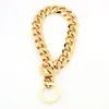 Hot sell 15mm 12-34 inch Gold Tone Double Curb Cuban Rombo Link Stainless Steel Dog Chain Necklace Collar Wholesale DropShipping