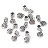 100 Stück / Los 10 mm Silberlegierungsperlen Baumform Perle Kristallanhänger für DIY großes Loch Metall-Charm-Perlen passend für Armbandherstellung Part249t