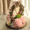 Forest Nest Ring Oreiller porteur de fleur rose Photo accessoires Engagement Décoration de mariage Céde de mariage Idée