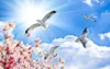 Papier peint intissé plafond HD ciel bleu nuages blancs orchidée ciel pigeon volant plafond mur de fond