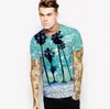 Groothandel gratis verzending mannen vrouwen Galaxy Antelope / Hawaii Tree 3D Gedrukt Tee korte mouw Ronde hals T-shirt Tops