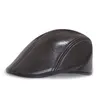 PU Leather Beret For Women Unisex Newsboy Visor Duckbill Flat Cap Curved Brim Driving Cabbie Gatsby Hat