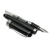 jinhao x750滑らかな黒と銀のクリップ1.0mm湾曲した先端書道ペン高品質の金属噴水ペンクリスマスギフトペン