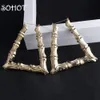 Sohot nieuwe etnische stijl geometrische hoepel oorbellen goud zilveren kleurlegering toon bamboe punk dames grote holle creoolse vrouwen bijoux