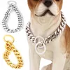 Accessori per cani Catene per cani a maglia cubana in acciaio inossidabile Cuccioli Catene per collare per cani di grossa taglia Mastino tibetano Collane per animali Huntaway Catene 15mm 10 misure