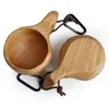 Kuksa Double Hole Cup Finland Handmade Portable Wooden Cup for Coffee Milk Water Tourism Gift wen6850