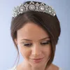 Underbara silver kristall tiaras och kronor bröllop hår tillbehör tiara brudkrona rhinestone tiaras för brud hår ornament